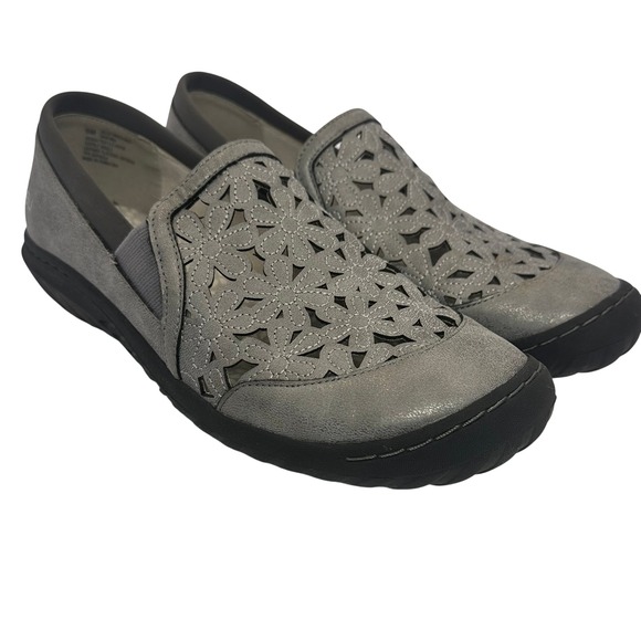 JBU by Jambu Shoes - JBU by Jambu Wildflower Moc Grey Floral Laser Cut Slip On Shoes Comfort walk 8M